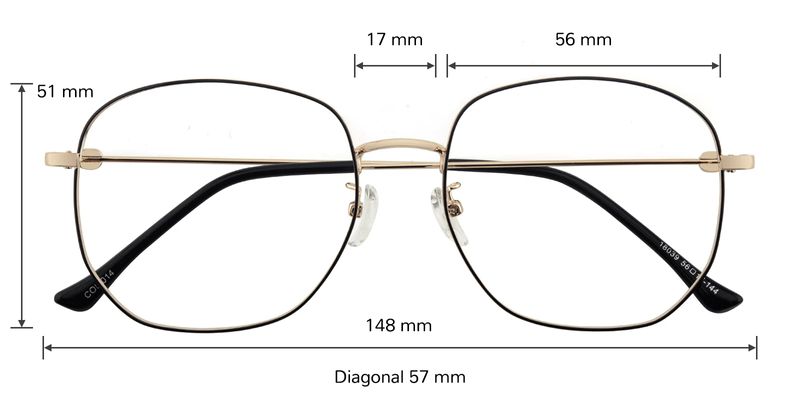 Springfield Square Black/Golden Full-Frame Metal Eyeglasses | GlassesShop