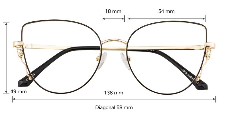 Celia Cat Eye Black/Golden Full-Frame Metal Eyeglasses | GlassesShop